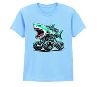 Sassy Souls Shark Attack Boys T-Shirt Shark Monster Truck Trucks Birthday for Son 3-4 Years Sky Blue