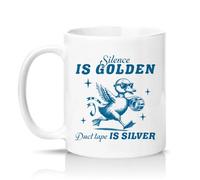 Sassy Souls Silence is Golden Duct Tape is Silver 11oz Ceramic Novelty Mug Sarcastic Office Humour Tea Coffee Cup Gift White