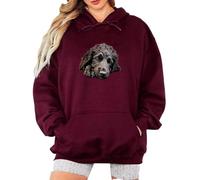 Sassy Souls Sleeping Cocker Spaniel Dog Animals Womens Hoodie Sweatshirt Realistic Pet Graphic Pullover Hoodies 3XL (26-28) Maroon