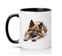Sassy Souls Sleeping German Shepherd 11oz Ceramic Novelty Mug Dog Lovers Pet Owners Tea Coffee Cup Gift Black
