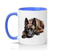 Sassy Souls Sleeping German Shepherd 11oz Ceramic Novelty Mug Dog Lovers Tea Coffee Cup Gift Blue