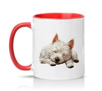 Sassy Souls Sleeping Westie Puppy 11oz Ceramic Novelty Mug West Highland Terrier Dog Tea Coffee Cup Gift Red