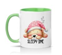 Sassy Souls Sleepy Time 11oz Ceramic Novelty Mug Teddy Bear Animal Tea Coffee Cup Gift Green