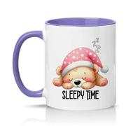 Sassy Souls Sleepy Time 11oz Ceramic Novelty Mug Teddy Bear Animal Tea Coffee Cup Gift Light Purple