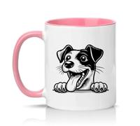 Sassy Souls Smiling Jack Russell Terrier Dog 11oz Ceramic Novelty Mug Terrier Puppy Dog Lovers Tea Coffee Cup Gift Pink