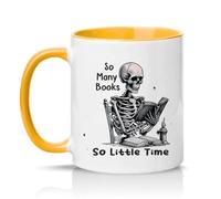 Sassy Souls So Many Books So Little Time 11oz Ceramic Novelty Mug Book Lovers Gothic Reader Humour Tea Coffee Cup Gift Golden Yellow