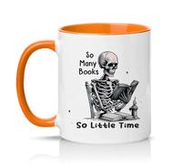 Sassy Souls So Many Books So Little Time 11oz Ceramic Novelty Mug Book Lovers Gothic Reader Humour Tea Coffee Cup Gift Orange