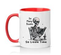 Sassy Souls So Many Books So Little Time 11oz Ceramic Novelty Mug Book Lovers Gothic Reader Humour Tea Coffee Cup Gift Red