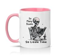 Sassy Souls So Many Books So Little Time 11oz Ceramic Novelty Mug Book Lovers Gothic Reader Humour Tea Coffee Cup Gift Pink