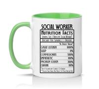 Sassy Souls Social Worker Nutrition Facts 11oz Ceramic Novelty Mug Social Work Tea Coffee Cup Gift Green