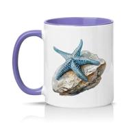 Sassy Souls Starfish Seashell 11oz Ceramic Novelty Mug Coastal Decor Sea Life Tea Coffee Cup Gift Light Purple
