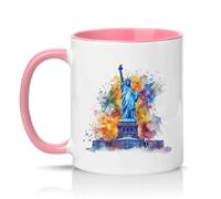 Sassy Souls Statue of Liberty 11oz Ceramic Novelty Mug New York Souvenir Travel Landmark Tea Coffee Cup Pink