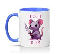 Sassy Souls Stick It to Em 11oz Ceramic Novelty Mug Sarcastic Mouse Animal Humour Tea Coffee Cup Gift Blue