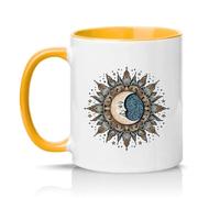 Sassy Souls Sun and Moon 11oz Ceramic Novelty Mug Celestial Spiritual Tea Coffee Cup Golden Yellow