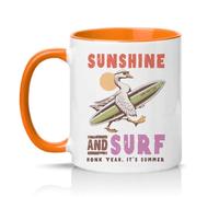 Sassy Souls Sunshine and Surf Honk Yeah Its Summer 11oz Ceramic Novelty Mug Goose Surfing Summer Tea Coffee Cup Gift Orange
