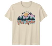 Sassy Souls Take Me to The Lake Mountain Graphic Tee Lake Life Outdoors Adventure Mens Womens Unisex T-Shirt XL