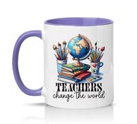 Sassy Souls Teachers Change The World 11oz Ceramic Novelty Mug Teacher Appreciation Tea Coffee Cup Light Purple