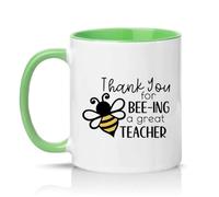 Sassy Souls Thank You for Bee-ing A Teacher 11oz Ceramic Novelty Mug Teaching Appreciation Tea Coffee Cup Gift Green