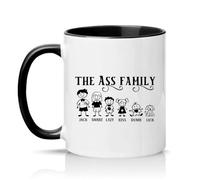 Sassy Souls The Ass Family Jack Smart Lazy Kiss Dumb Lick 11oz Ceramic Novelty Mug Rude Humour Tea Coffee Cup Gift Black