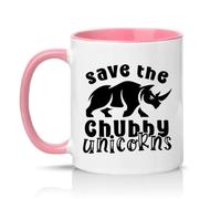 Sassy Souls The Chubby Unicorns 11oz Ceramic Novelty Mug Rhino Animal Humour Tea Coffee Cup Gift Pink