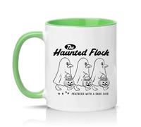 Sassy Souls The Haunted Flock Feathers with A Dark Side 11oz Ceramic Novelty Mug Halloween Spooky Bird Tea Coffee Cup Gift Green