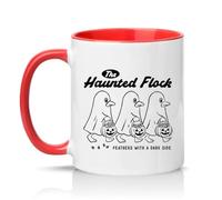 Sassy Souls The Haunted Flock Feathers with A Dark Side 11oz Ceramic Novelty Mug Halloween Spooky Bird Tea Coffee Cup Gift Red