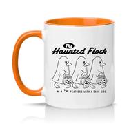 Sassy Souls The Haunted Flock Feathers with A Dark Side 11oz Ceramic Novelty Mug Halloween Spooky Bird Tea Coffee Cup Gift Orange