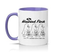 Sassy Souls The Haunted Flock Feathers with A Dark Side 11oz Ceramic Novelty Mug Halloween Spooky Bird Tea Coffee Cup Gift Light Purple