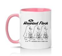 Sassy Souls The Haunted Flock Feathers with A Dark Side 11oz Ceramic Novelty Mug Halloween Spooky Bird Tea Coffee Cup Gift Pink