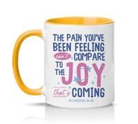 Sassy Souls The Pain Youve Been Feeling Cant Compare to The Joy Thats Coming Romans 8:18 11oz Ceramic Novelty Mug Christian Faith Tea Coffee Cup Golden Yellow