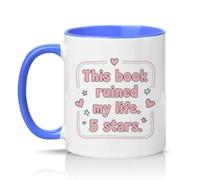 Sassy Souls This Book Ruined My Life. 5 Stars. 11oz Ceramic Novelty Mug Book Lovers Reading Humour Tea Coffee Cup Gift Blue
