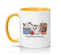 Sassy Souls Tis The Season to Be Cozy 11oz Ceramic Novelty Mug Halloween Autumn Tea Coffee Cup Golden Yellow