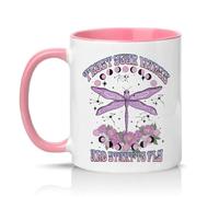 Sassy Souls Trust Your Wings and Start to Fly 11oz Ceramic Novelty Mug Dragonfly Boho Nature Tea Coffee Cup Gift Pink