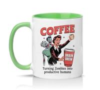 Sassy Souls Turning Zombies Into Productive Humans 11oz Ceramic Novelty Mug Office Humour Tea Coffee Cup Green