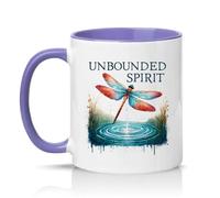 Sassy Souls Unbounded Spirit 11oz Ceramic Novelty Mug Dragonfly Spiritual Quote Inspirational Nature Tea Coffee Cup Gift Light Purple