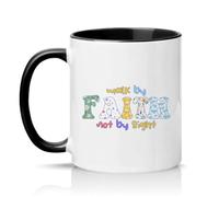Sassy Souls Walk By Faith Not By Sight 11oz Ceramic Novelty Mug Bible Verse Christian Inspirational Tea Coffee Cup Religious Gift Black