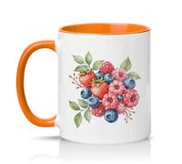 Sassy Souls Watercolour Berry Illustration 11oz Ceramic Novelty Mug Fruit Lovers Tea Coffee Cup Orange