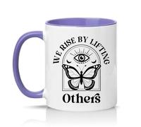 Sassy Souls We Rise By Lifting Others 11oz Ceramic Novelty Mug Boho Inspirational Tea Coffee Cup Light Purple