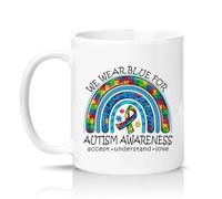 Sassy Souls We Wear Blue for Awareness Accept Understand Love 11oz Ceramic Novelty Mug Support Tea Coffee Cup Gift White