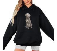 Sassy Souls Weimaraner Dog Illustrated Animals Womens Hoodie Sweatshirt Ladies Hooded Pullover for Women Graphic Design Jumper S (8-10) Black