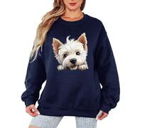 Sassy Souls Westie Dog Animal Womens Sweatshirt Peeking Puppy Design Ladies Pullover Jumper For Women Graphic Style S Navy Blue