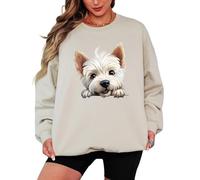 Sassy Souls Westie Dog Animal Womens Sweatshirt Peeking Puppy Design Ladies Pullover Jumper For Women Graphic Style S Sand