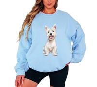 Sassy Souls Westie Dog West Highland Terrier Animals Womens Sweatshirt Graphic Pet Lover Pullover Jumper For Her Dog Breed Design L Light Blue