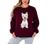 Sassy Souls Westie Dog West Highland Terrier Animals Womens Sweatshirt Graphic Pet Lover Pullover Jumper For Her Dog Breed Design L Maroon