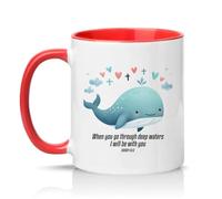 Sassy Souls When You Go Through Deep Waters I Will Be with You Isaiah 43:2 11oz Ceramic Novelty Mug Christian Encouragement Tea Coffee Cup Red
