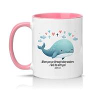 Sassy Souls When You Go Through Deep Waters I Will Be with You Isaiah 43:2 11oz Ceramic Novelty Mug Christian Encouragement Tea Coffee Cup Pink