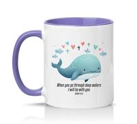 Sassy Souls When You Go Through Deep Waters I Will Be with You Isaiah 43:2 11oz Ceramic Novelty Mug Christian Encouragement Tea Coffee Cup Light Purple