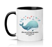 Sassy Souls When You Go Through Deep Waters I Will Be with You Isaiah 43:2 11oz Ceramic Novelty Mug Christian Encouragement Tea Coffee Cup Black