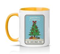 Sassy Souls Wholeness and Celebration The Christmas Tree 11oz Ceramic Novelty Mug Christmas Tea Coffee Cup Golden Yellow