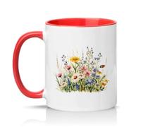 Sassy Souls Wildflower Garden 11oz Ceramic Novelty Mug Floral Botanical Nature Tea Coffee Cup Gift Red